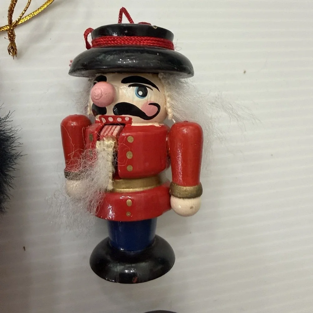 Vintage Wooden Nutcracker Christmas Tree Ornaments Lot Of 4 Holiday